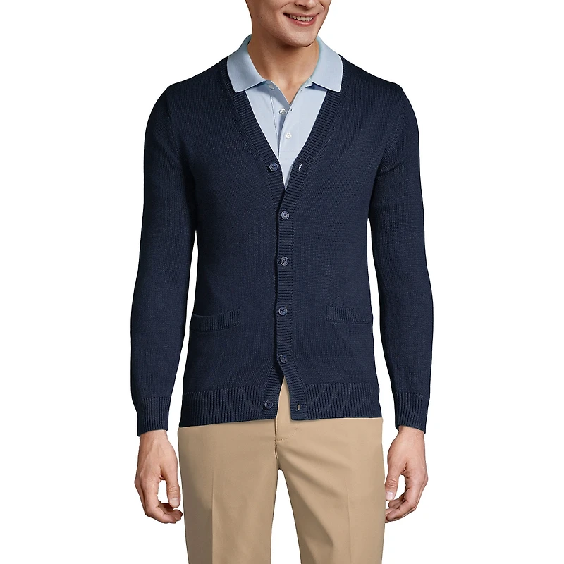Lands' End Men's Cotton Modal Button Front Cardigan Sweater