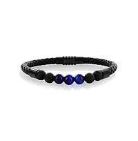Metallo Stainless Steel Genuine Bead Leather Bracelet