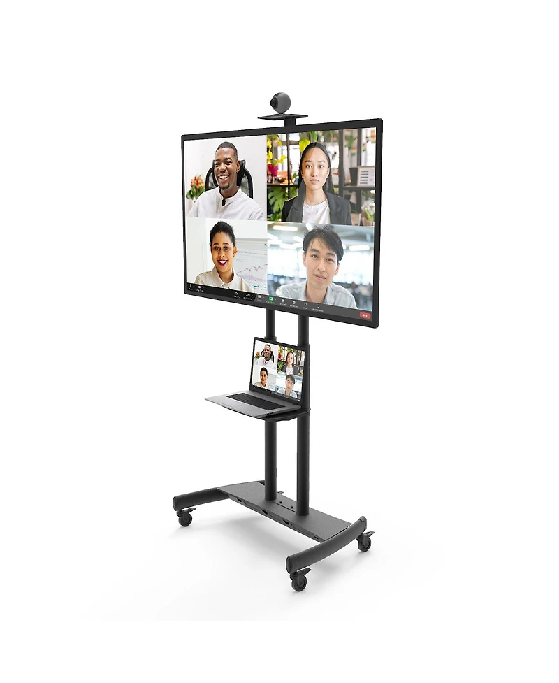 Kanto MTM86PL Height-Adjustable Rolling Tv Stand for 55" - 86" TVs with Device Tray and Webcam Shelf