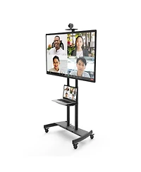 Kanto MTM86PL Height-Adjustable Rolling Tv Stand for 55" - 86" TVs with Device Tray and Webcam Shelf