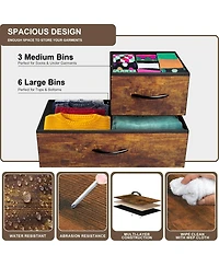 Inolait 9 Drawers Fabric Dresser Chest Closet Storage Organizer with Side Pockets and Hooks for Bedroom