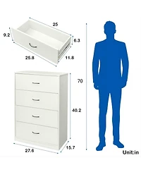 Sugift 4 Drawers Dresser Wood Dresser Chest 40.2" H x 27.6" W x 15.7" D - Melbourne Gray