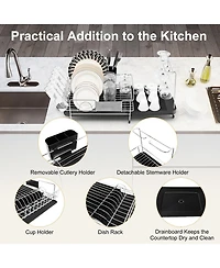 Stainless Steel Expandable Dish Rack with Drain board and Swivel Spout