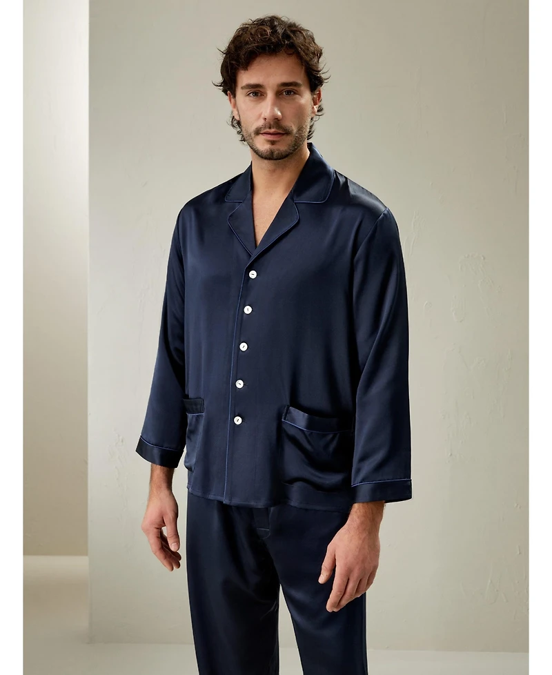 Lilysilk Men's Long Silk Pajamas Set for Men