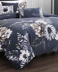 Bebejan Forget Me Not Bedding 100% Cotton Sateen 5 Piece Reversible Queen Comforter Set