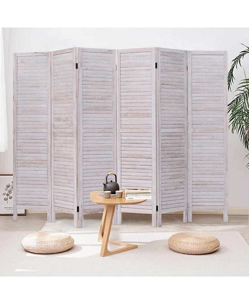 Slickblue 6 Panels Classic Venetian Wooden Slat Room Screen