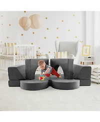 8 Pieces Kids Modular Play Sofa with Detachable Cover for Playroom and Bedroom
