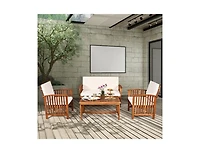 Slickblue 4 Pieces Patio Solid Wood Furniture Set