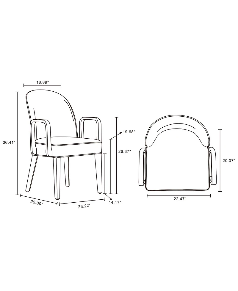Manhattan Comfort Hillman Leatherette and Velvet Upholstered Dining Armchair