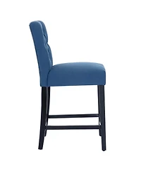 WestinTrends Linen Fabric Tufted Counter Stool (Set of 2)