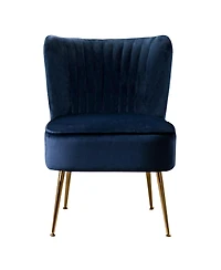 22" Wide Upholstered Tufted Velvet Accent Chair With Metal Leg