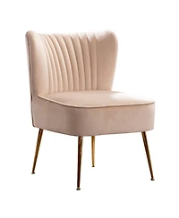 22" Wide Upholstered Tufted Velvet Accent Chair With Metal Leg