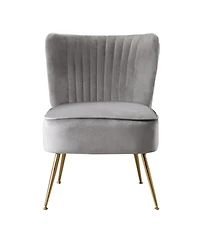 22" Wide Upholstered Tufted Velvet Accent Chair With Metal Leg
