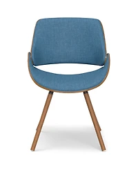 Simpli Home Malden Bentwood Dining Chair with Wood Back in Blue Linen Look Woven Fabric