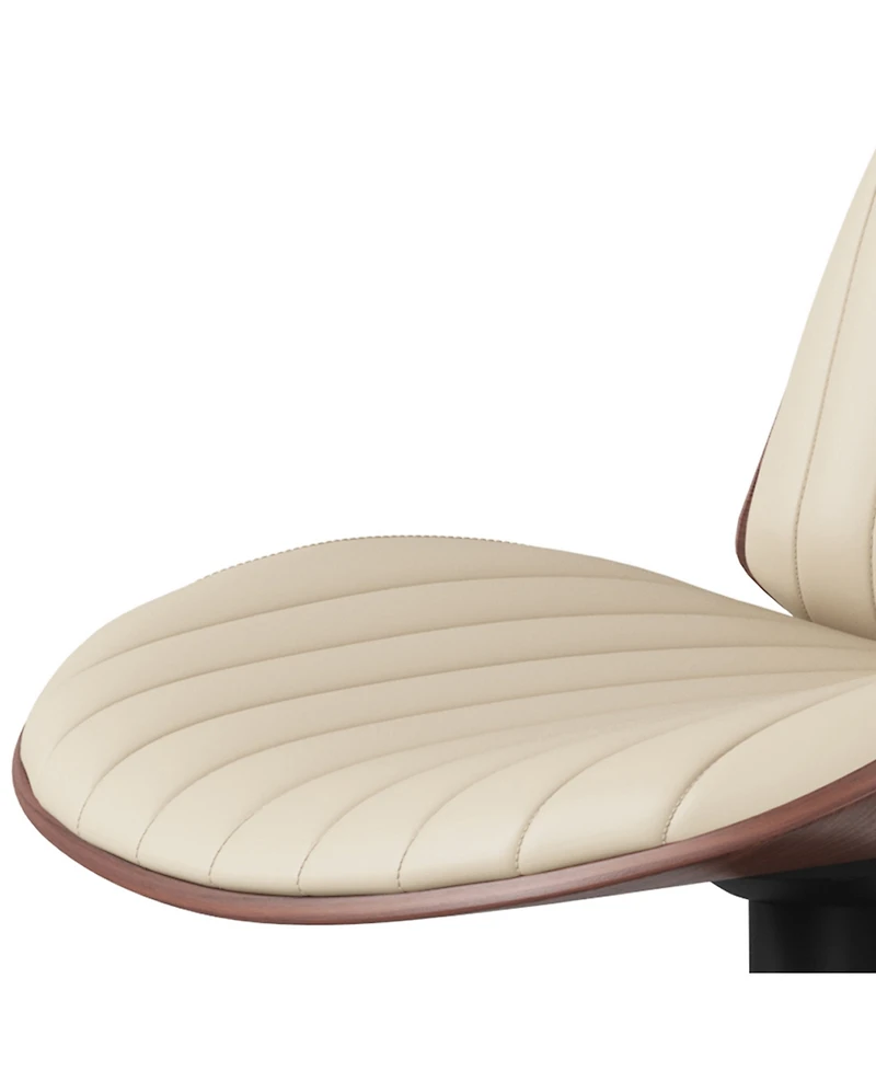 Simpli Home Goulding Adjustable Swivel Bar Stool in Cream Pu Leather