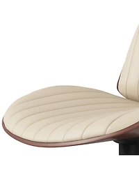 Simpli Home Goulding Adjustable Swivel Bar Stool in Cream Pu Leather