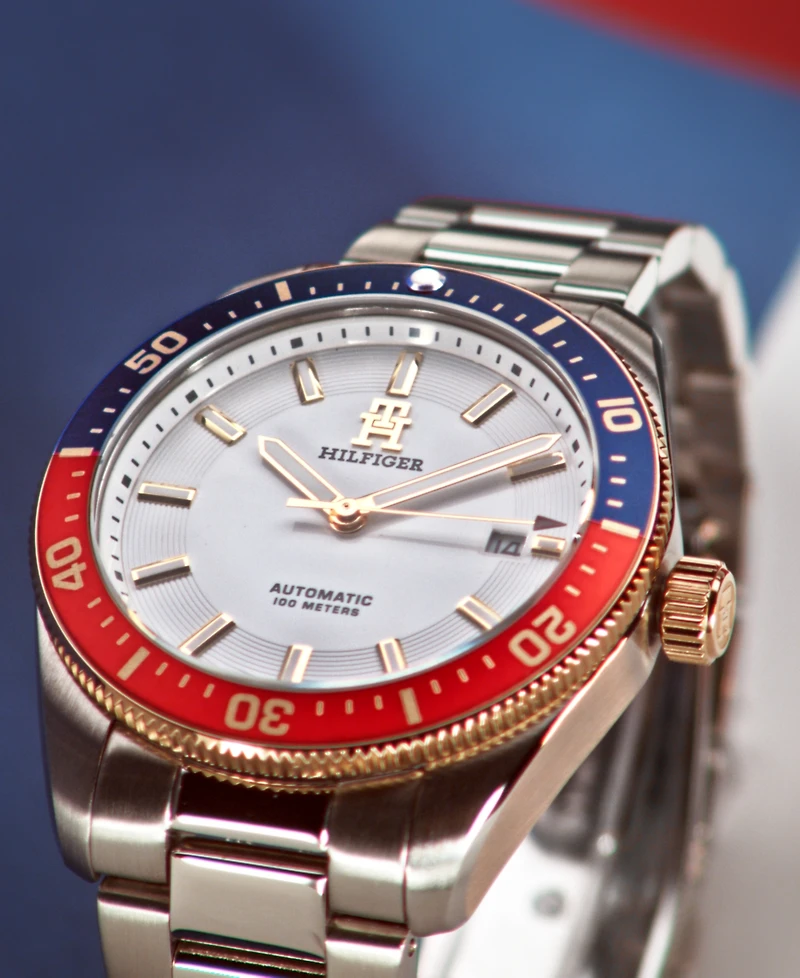 Tommy Hilfiger Unisex Automatic Silver-Tone Stainless Steel Bracelet Watch 40mm, Exclusively Ours