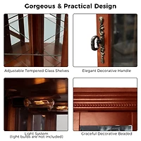 Streamdale Furniture Walnut Corner Curio Cabinet with Lights & Adjustable Shelves