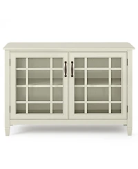 Simpli Home Connaught Solid Wood Low Storage Cabinet in Antique White