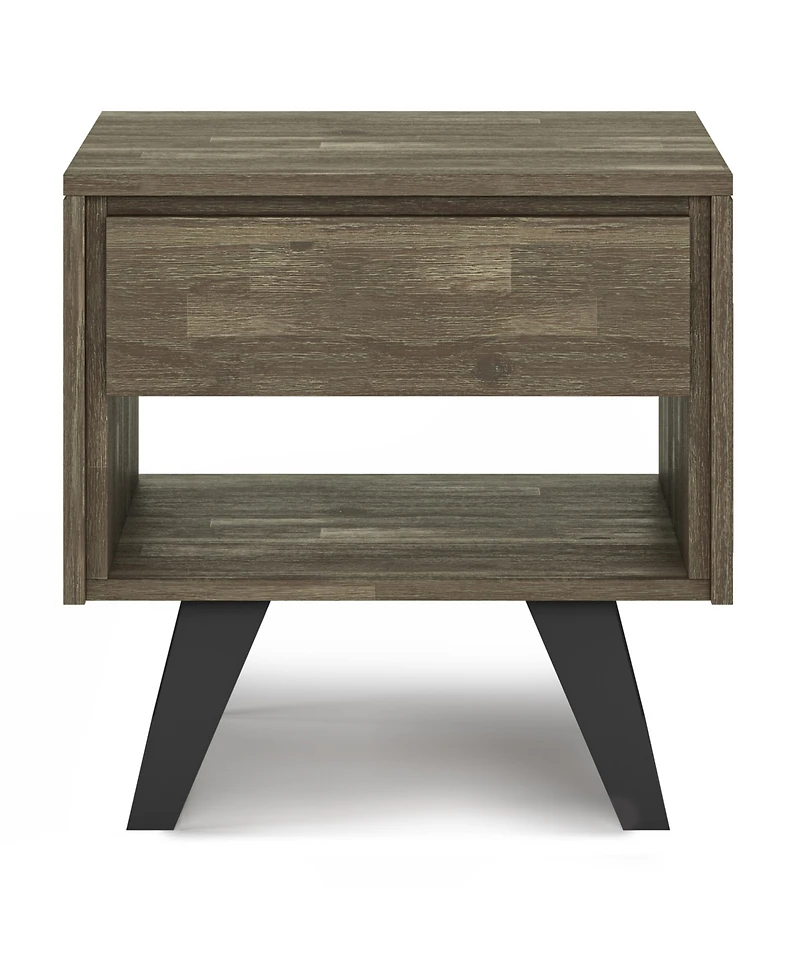 Simpli Home Lowry Solid Acacia Wood End Table in Distressed Grey
