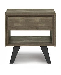 Simpli Home Lowry Solid Acacia Wood End Table in Distressed Grey