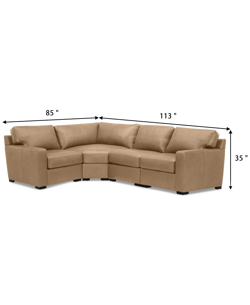 Radley 113" 4-Pc. Leather Wedge Sectional, Created for Macy's