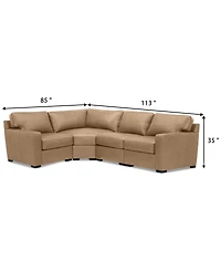 Radley 113" 4-Pc. Leather Wedge Sectional, Created for Macy's
