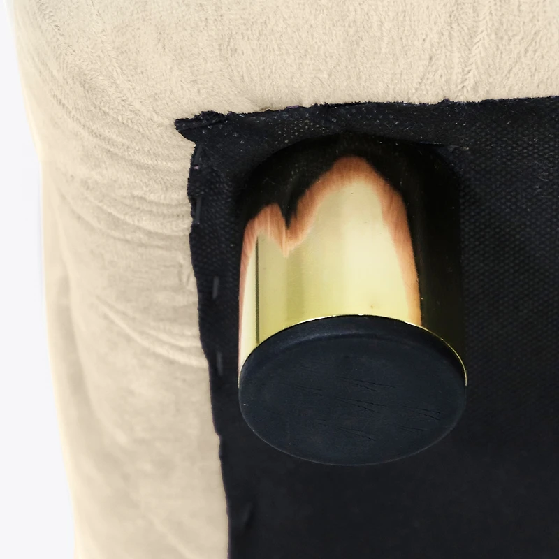 Streamdale Furniture Beige Velvet Ottoman & Table Set