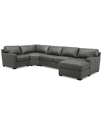 Radley 148" 4-Pc. Leather Wedge Modular Chaise Sectional, Created for Macy's