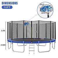 Streamdale Furniture Kids' 16FT Trampoline with Safety Enclosure, Hoop, Ladder