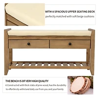Streamdale Multipurpose Entryway Bench with Cushioned Seat and Drawers