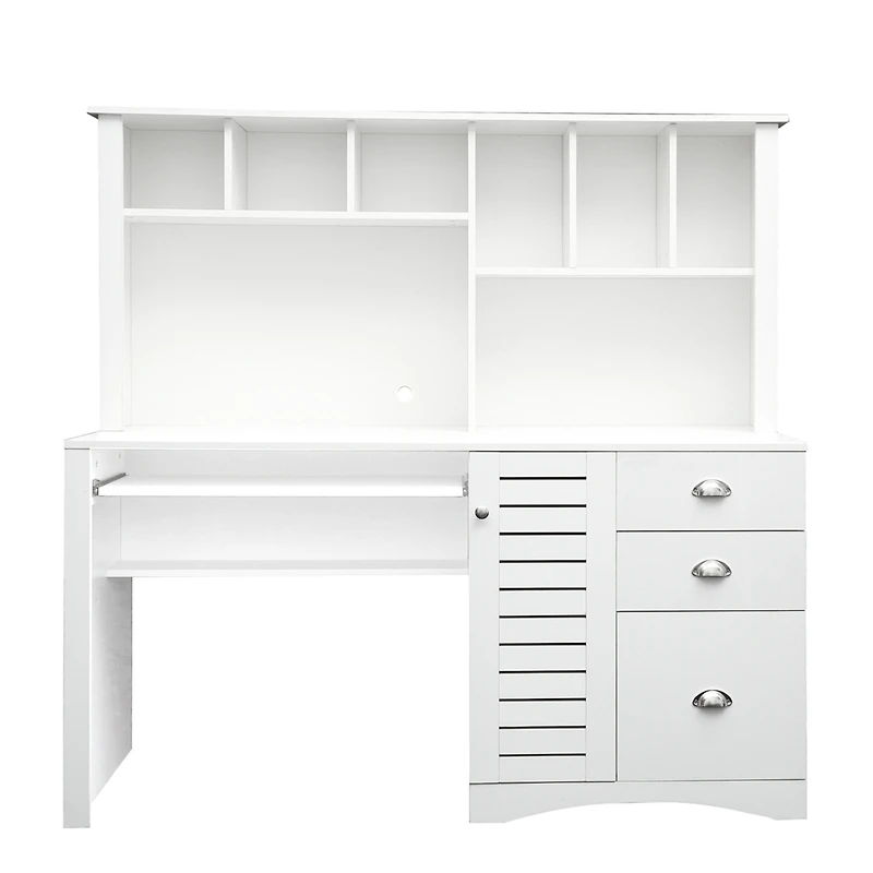 Simplie Fun Home Office Computer Desk With Hutch, Antiqued Finish