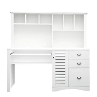Simplie Fun Home Office Computer Desk With Hutch, Antiqued Finish