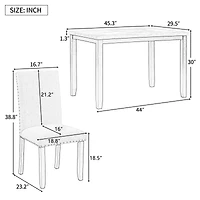 Streamdale Faux Marble 5-Piece Dining Set Table with 4 Thicken Cushion Dining Chairs Home Furniture, White/Light Gray+Black