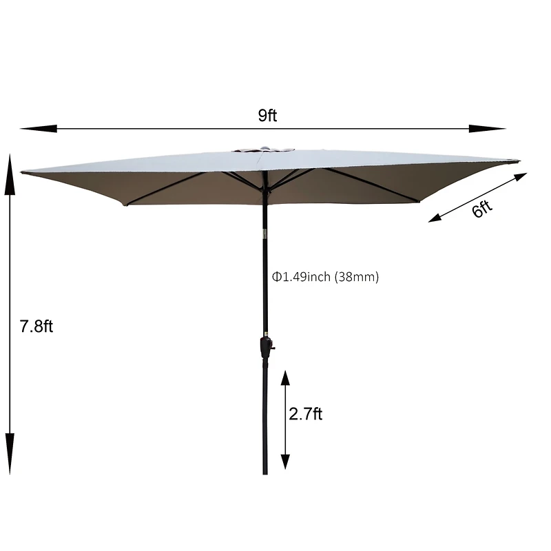Streamdale 6x9ft Patio Umbrella w/ Crank & Tilt