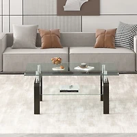 Streamdale Clear Glass Coffee Table with 2-Tier Design