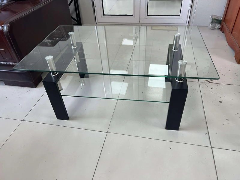 Streamdale Clear Glass Coffee Table with 2-Tier Design