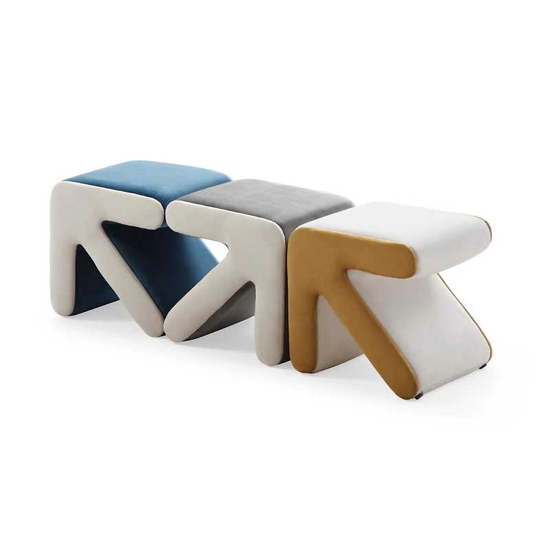 Streamdale Grey+Beige Multifunctional Velvet Stool Ottoman