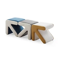 Streamdale Grey+Beige Multifunctional Velvet Stool Ottoman