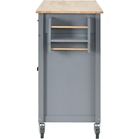 Streamdale Portable Kitchen Island Cart with Wheels, 54.3", Grey Blue