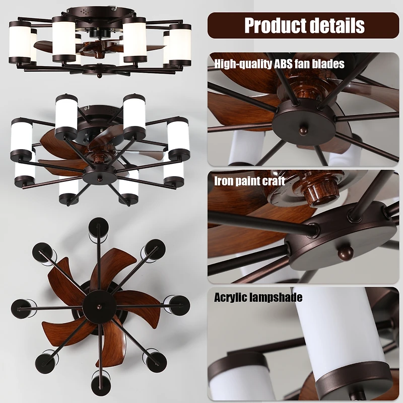 Streamdale 21.7" Ceiling Fan with Remote and Dimmable Light