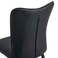 Streamdale Set of 4 modern black dining chairs, Pu leather, metal legs