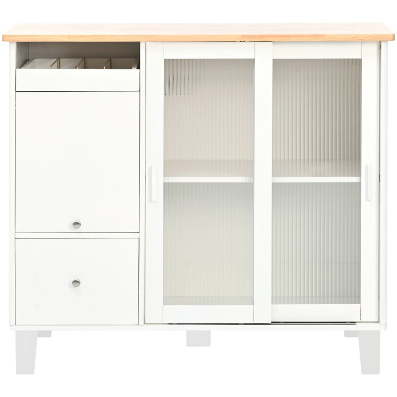 Streamdale Led Kitchen Island Cart with Drop Leaf & Storage