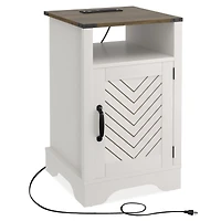 Streamdale Furniture Rustic Farmhouse Nightstand with Charging Station - White & Oak