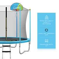 Streamdale Kids' 8FT Trampoline with Safety Enclosure & Basketball Hoop
