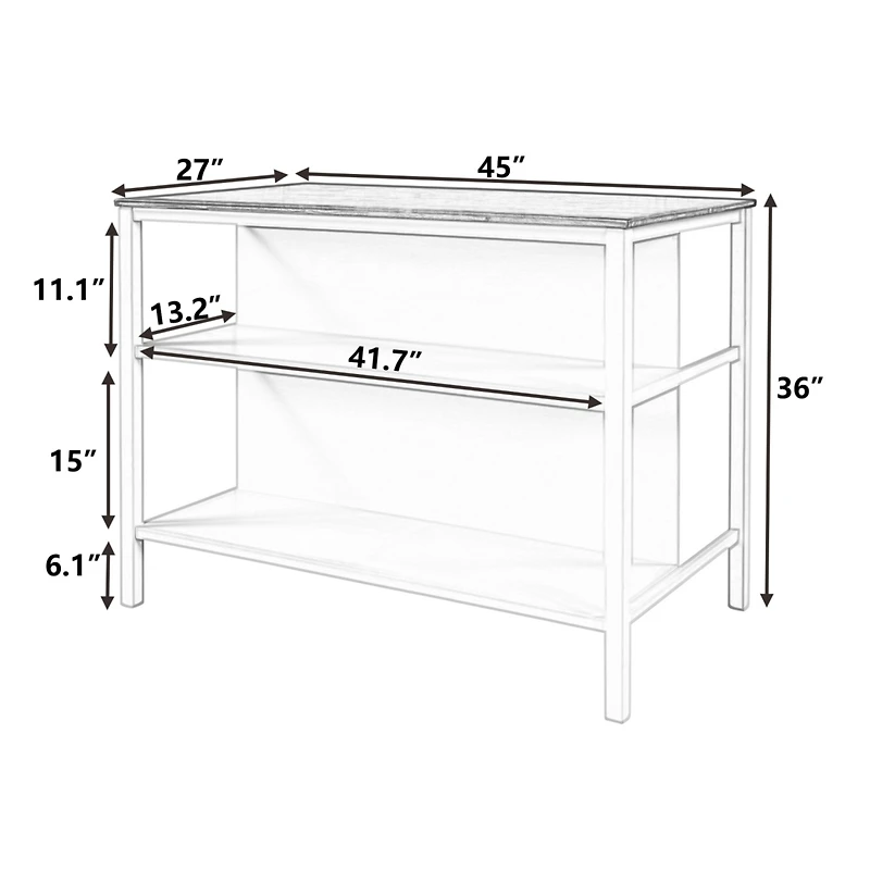 Streamdale Rustic 45" Kitchen Island and Dining Table