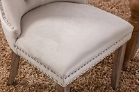 Modern, High-end Tufted Solid Wood Contemporary Velvet Upholstered Dining Chair with Wood Legs Nailhead Trim 2-Pcs Set,Beige