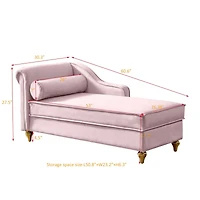 Simplie Fun Modern Upholstery Chaise Lounge Chair With Storage Velvet (Pink)