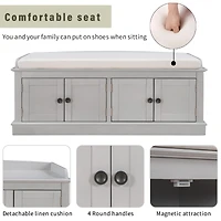 Streamdale 4-Door Storage Bench with Shelves and Cushion