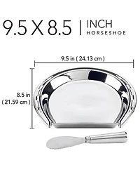 Certified International Derby Day at the Races Silver Plated 3-d Horseshoe Cheese Plate with Knife